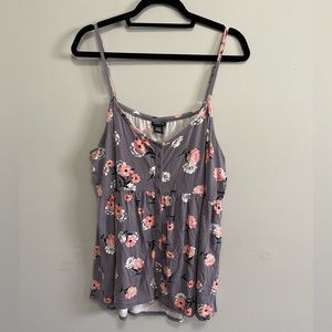 Torrid Floral Print Babydoll Adjustable Spaghetti Strap Tank Top-Size 3